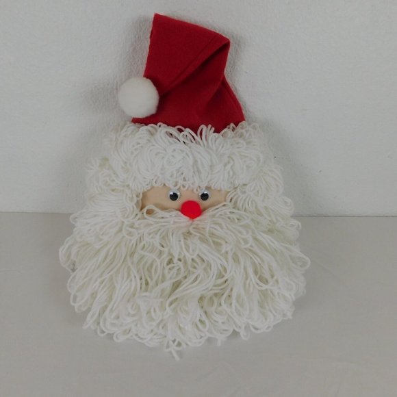 Handmade Other - Handmade Santa Face Yarn Christmas Wall Hanging Vintage Kitsch Bleach Bottle 18"